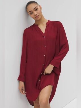 Soma Women's Burgundy Button-Front Sleep Shirt size X small